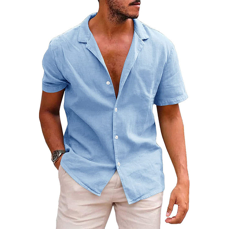 Men's Tops Casual Button Down Shirt Short Sleeve - VirtualBag