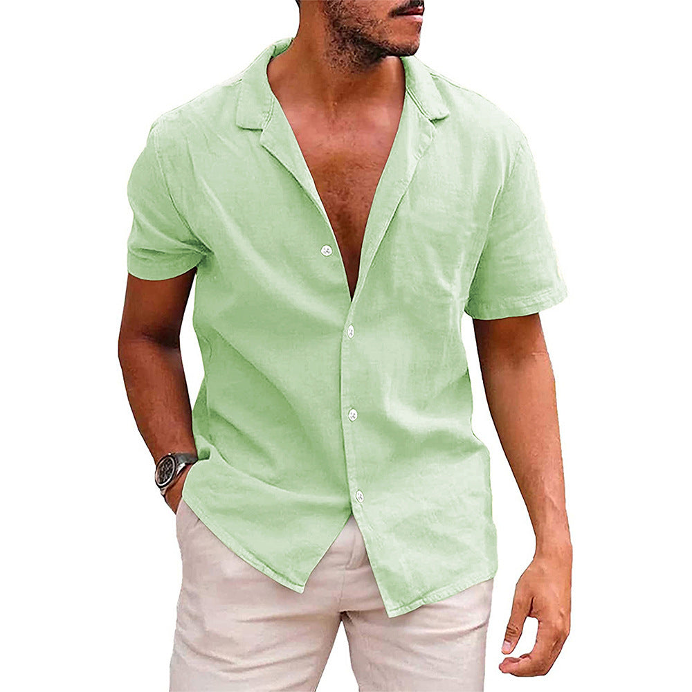 Men's Tops Casual Button Down Shirt Short Sleeve - VirtualBag