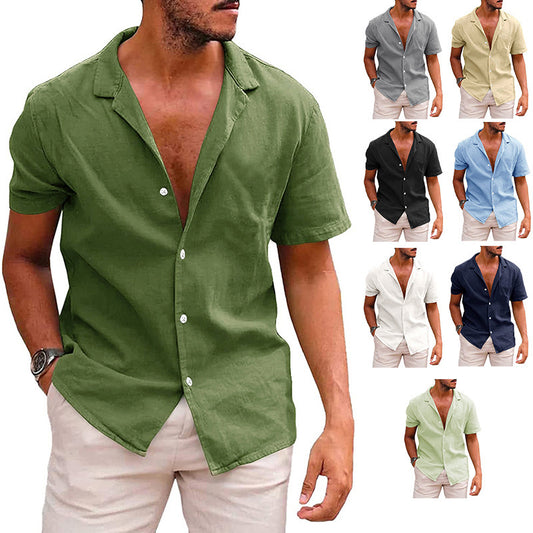 Men's Tops Casual Button Down Shirt Short Sleeve - VirtualBag